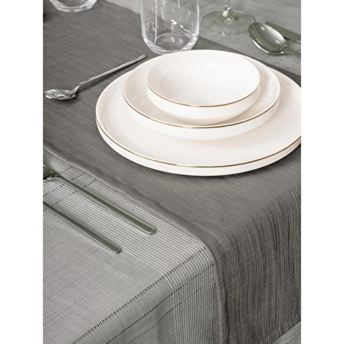 Cotton Box Antique Masa Örtüsü Seti Jasmine Gri 155x220 Cotton Box Antique Masa Örtüsü Seti Jasmine Gri 155x220