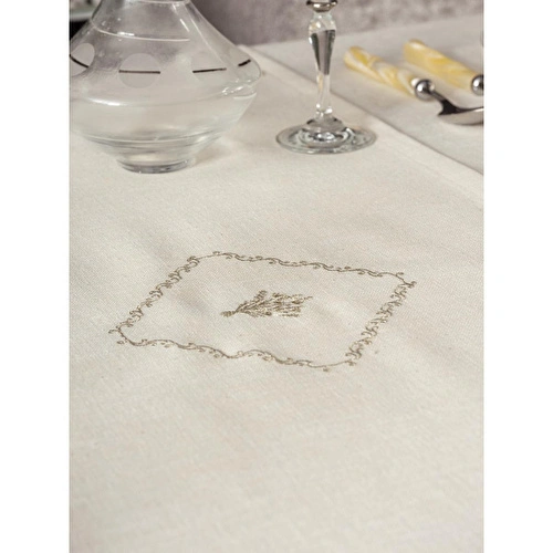 Cotton Box Keten Masa Örtüsü Takımı Pera Ekru 175x240