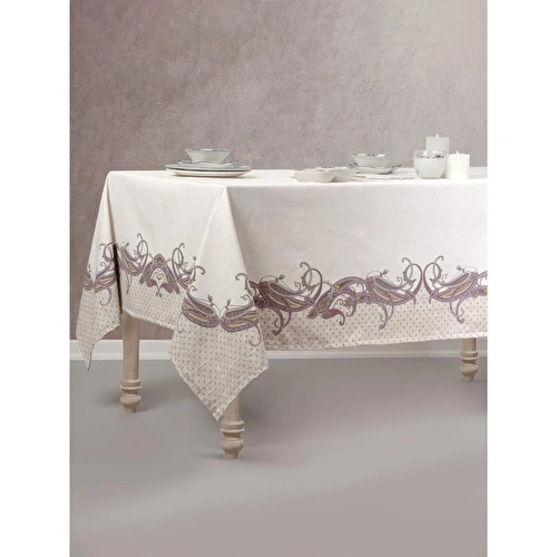 Cotton Box Pano Baskılı Masa Örtüsü Nels Bej 170x230