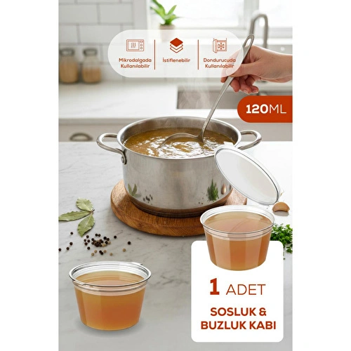Vienev 1’li Dondurucuya Uygun Saklama Kabı – 120 Ml İlik, Tavuk Suyu, Sos Ve İlaç Saklama Kabı