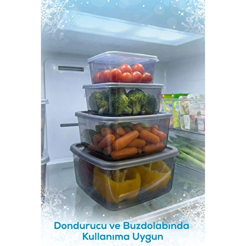Vienev 8'li Kare Hava Geçirmez Saklama Kabı Antrasit (1,4 Lt - 850 Ml - 500 Ml - 270 Ml) Vienev 8'li Kare Hava Geçirmez Saklama Kabı Antrasit (1,4 Lt - 850 Ml - 500 Ml - 270 Ml)