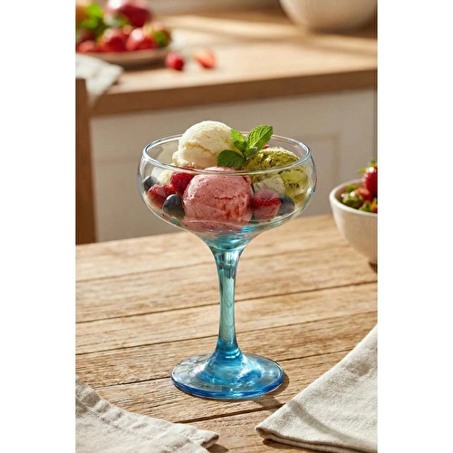 Rakle Marsilya 4'lü Cup Dondurmalık Seti Mavi-turkuaz 270 Cc