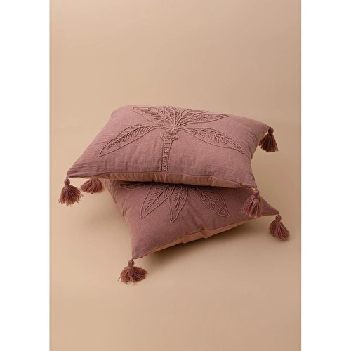 The Mia Püsküllü Kırlent Gül Kurusu 45x45cm