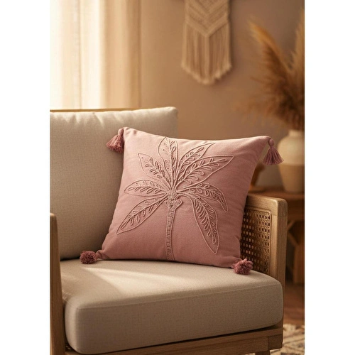 The Mia Püsküllü Kırlent Gül Kurusu 45x45cm