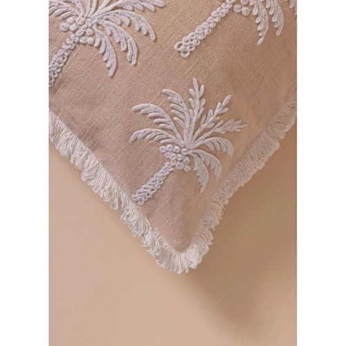 The Mia Tropikal Palmiye Desenli Kırlent Pudra 45 X 45 Cm