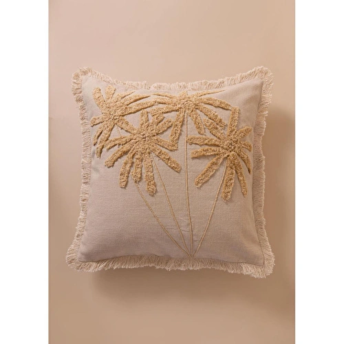 The Mia Bohem Palmiye Desenli Kırlent Bej 45 X 45 Cm