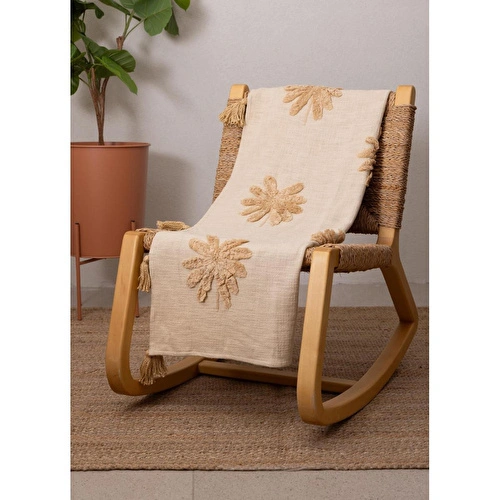 The Mia Papatya Desenli Örtü Krem 130 X 170 Cm