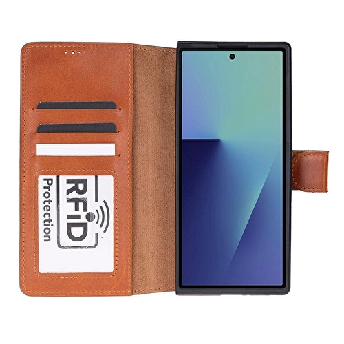 Bloominbag Aurelio Siena Tan Samsung Galaxy Z Fold7 Cüzdan Kılıf