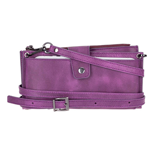 Bloominbag Lozan Strap Mulberry Velvet Gerçek Deri Çapraz Askılı Cüzdan Çanta