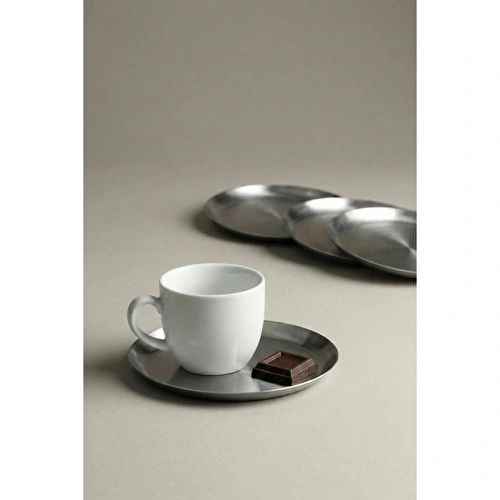 Vienev 4'lü Gümüş Renk Tabak Seti - Çerez Ve Meyve Sunum Tabağı