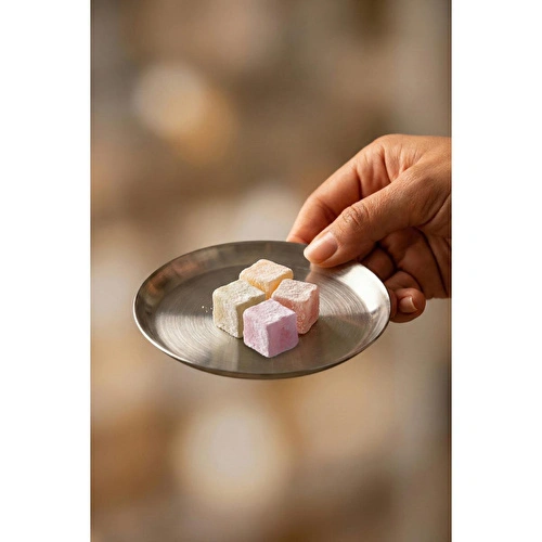 Vienev 4'lü Gümüş Renk Tabak Seti - Çerez Ve Meyve Sunum Tabağı