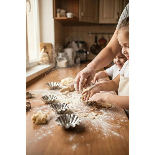 Vienev Küçük Boy 6'lı Metal Tırtıklı Tartolet Ve Porsiyonluk Kek Kalıbı Seti