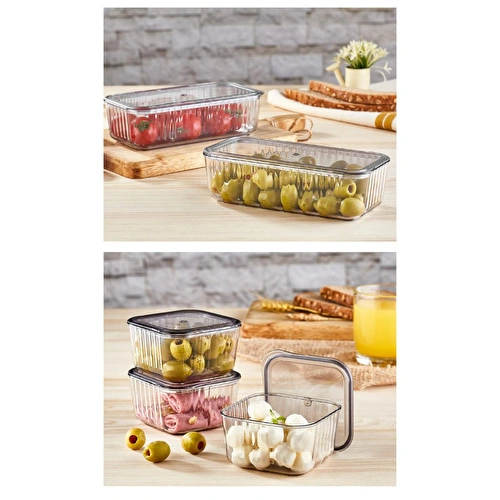 Vienev Akrilik 5 Bölmeli Kahvaltılık Seti Kapaklı Antrasit