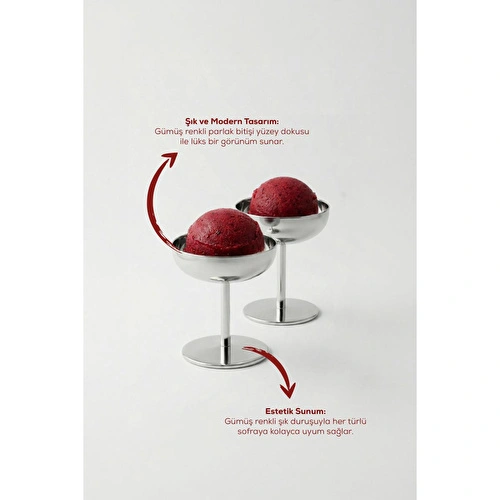 Vienev 2 Adet Metal Dondurma Ve Tatlı Servis Seti