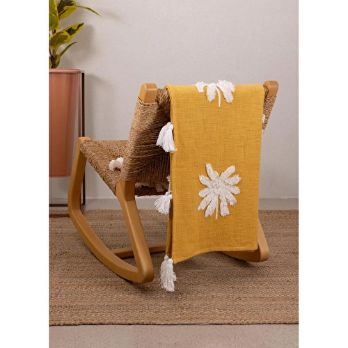 The Mia Papatya Desenli Örtü Hardal 130 X 160 Cm