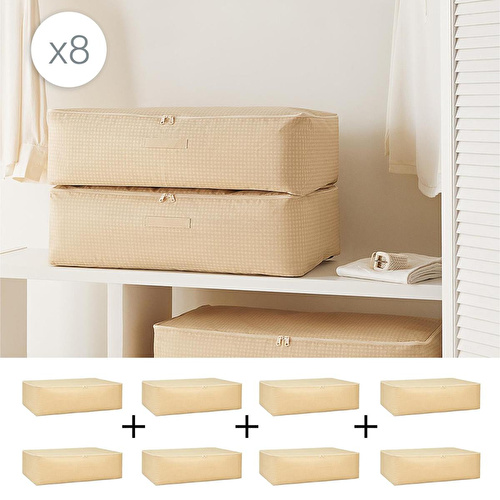 Home Wave 8'li Mega Boy Bej Pötikare Baza Altı Hurç Set 74 X 46 X 22 Cm