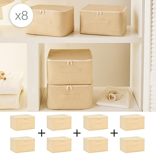 Home Wave 8'li Küçük Boy Bej Pötikare Hurç Set 30 X 22 X 18 Cm