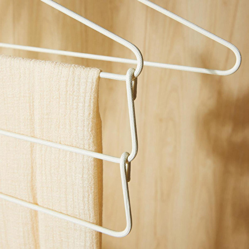 Ocean Home Textile 2'li 3 Katlı Ekru Renk Kumaş Kaplı Metal Giysi Askısı 42 X 41 X 0.5 Cm
