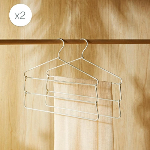 Ocean Home Textile 2'li 3 Katlı Ekru Renk Kumaş Kaplı Metal Giysi Askısı 42 X 41 X 0.5 Cm