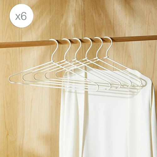 Ocean Home Textile 6'lı Ekru Renk Kumaş Kaplı Metal Giysi Askısı 21.5 X 42 X 0.5 Cm