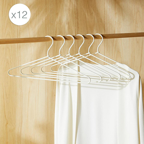 Ocean Home Textile 12'li Ekru Renk Kumaş Kaplı Metal Giysi Askısı 21.5 X 42 X 0.5 Cm