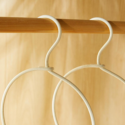 Ocean Home Textile 4'lü Halka Ekru Renk Kumaş Kaplı Metal Aksesuar Askısı 24.5 X 16 X 0.5 Cm