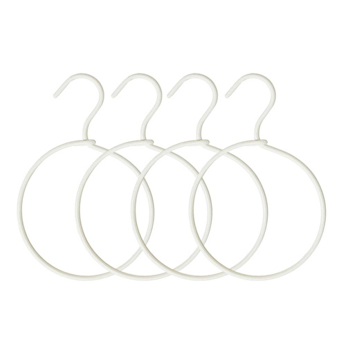 Ocean Home Textile 4'lü Halka Ekru Renk Kumaş Kaplı Metal Aksesuar Askısı 24.5 X 16 X 0.5 Cm