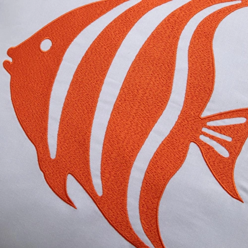 Mudo Home Mari̇n Fish Nakişli Kirlent Beyaz Turuncu 50x50 Cm