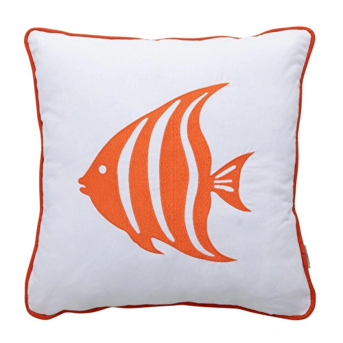 Mudo Home Mari̇n Fish Nakişli Kirlent Beyaz Turuncu 50x50 Cm