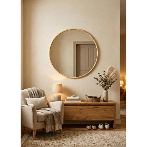 The Mia Ahşap Duvar Aynası 70x70 Cm The Mia Ahşap Duvar Aynası 70x70 Cm