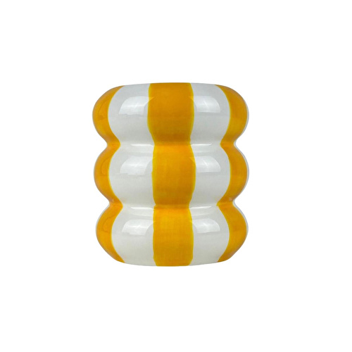 Que Rico - El Boyaması Küçük Saksı Sarı&beyaz