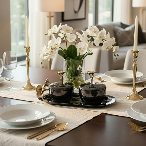 Cornella Rose Tabak Standlı Tuzluk Biberlik Silver - Gold Büyük En:15 Cm X Boy:27 Cm