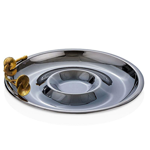 Cornella Rose Kendinden Bölmeli Sunum Tabağı Silver - Gold Çap :33 Cm Cornella Rose Kendinden Bölmeli Sunum Tabağı Silver - Gold Çap :33 Cm