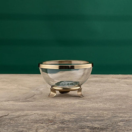 Cornella Line Dekoratif Cam Kase Gold Küçük Ağız:17 Cm X Boy:11 Cm