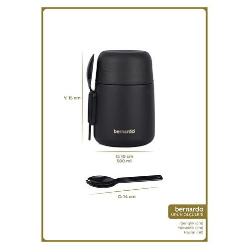 Bernardo Duo Yemek Termosu 500 Ml Siyah Bernardo Duo Yemek Termosu 500 Ml Siyah