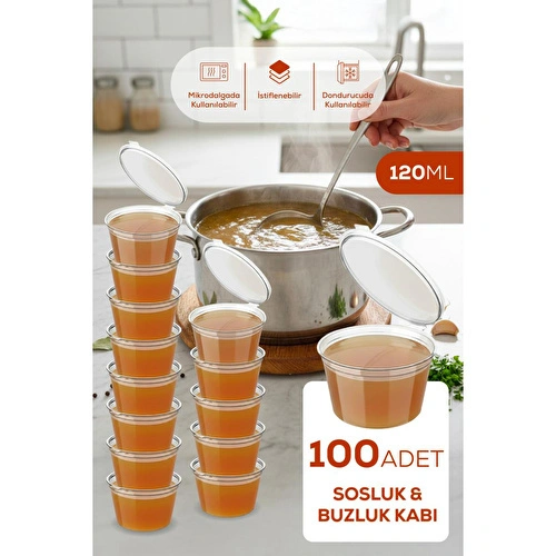 Vienev 100'lü Dondurucuya Uygun Saklama Kabı – 120 Ml İlik, Tavuk Suyu, Sos Ve İlaç Saklama Kabı