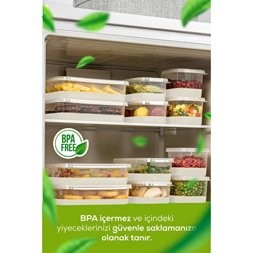 Vienev 8 Parça 550 Ml Yumuşak Tabanlı Derin Dondurucu - Difriz Saklama Kabı Beyaz
