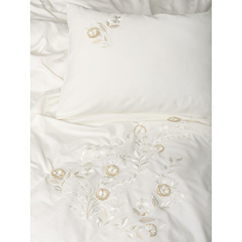 Cotton Box 3d Nakışlı Saten Çift Kişilik Nevresim Takımı Gilded Ekru