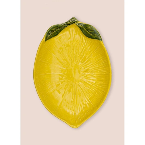 The Mia Oval Sunum Tabağı Sarı 39 Cm