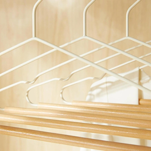 Ocean Home Textile 6'lı Ahşap Destekli Ekru Renk Metal Giysi Askısı 19.5 X 42 X 0.34 Cm