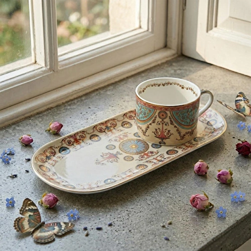 Lucky Art Rosea Bone Tek Kisilik Tepsili Cay Fincan Seti Lucky Art Rosea Bone Tek Kisilik Tepsili Cay Fincan Seti