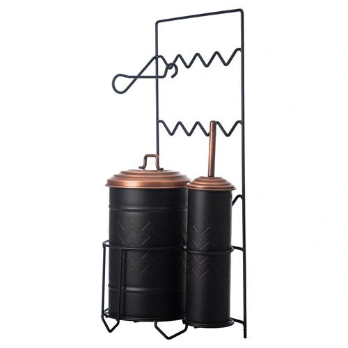 Mudo Home Metal Çöp Kovasi Tuvalet Firçalik&kağitlik Si̇yah