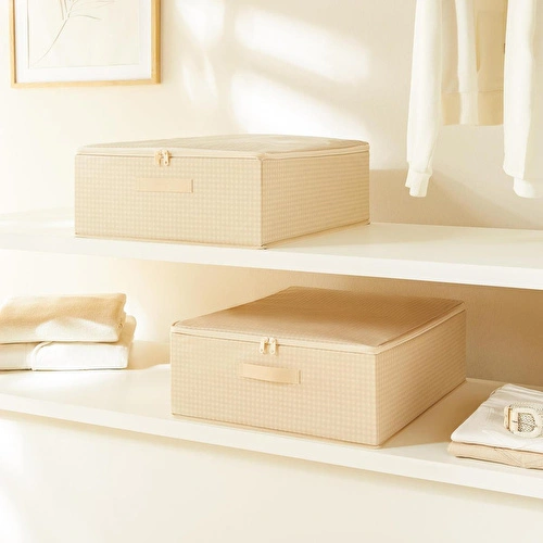 Home Wave 2'li Bej Pötikare Destekli Kutu Hurç Set 45 X 55 X 18 Cm