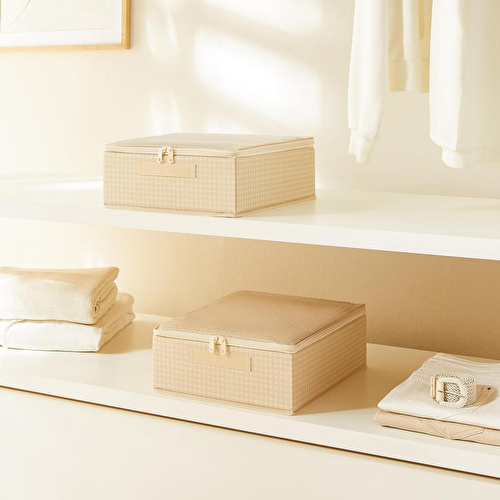 Home Wave 2'li Bej Pötikare Destekli Kutu Hurç Set 31 X 38 X 12 Cm