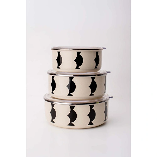 Emaylabxpeppythings Milky Emaye Üçlü Saklama Kabı Seti (ocaklarda Kullanilabi̇li̇r)