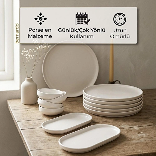 Bernardo Lily 12 Parça Kahvaltı Takımı Beyaz