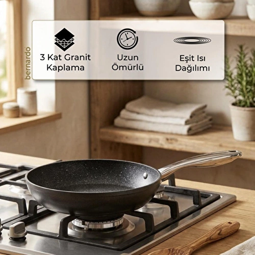 Bernardo Chef Line Granit Tava Siyah 24cm