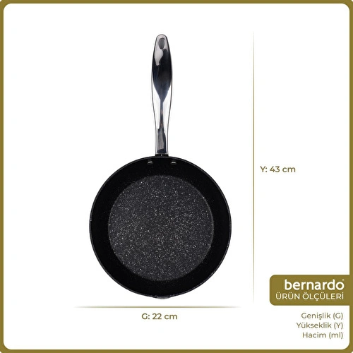 Bernardo Chef Line Granit Tava Siyah 22cm