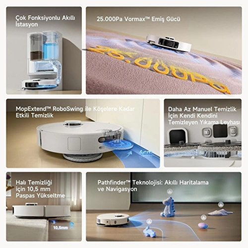 Dreame D30 Ultra Robot Süpürge Beyaz, 25.000pa Emiş Gücü