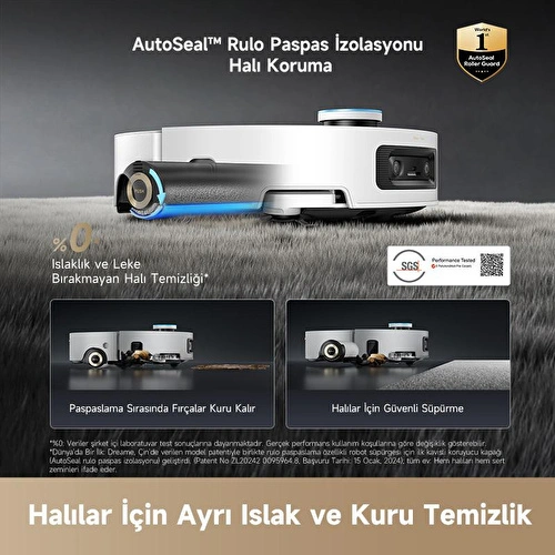 Dreame Aqua 10 Ultra Roller Robot Süpürge Beyaz, 30.000pa Emiş Gücü